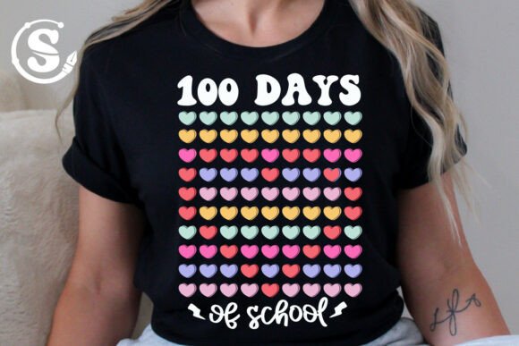100 Days of School Hearts: A Versatile T-Shirt Design Graphics Asset