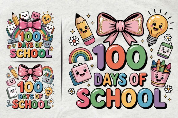 100 Days of School Png Svg Eps for T-Shirt Designs