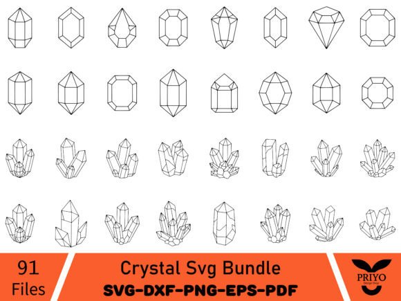 A Crystal & Gemstone SVG Bundle for Creative Products