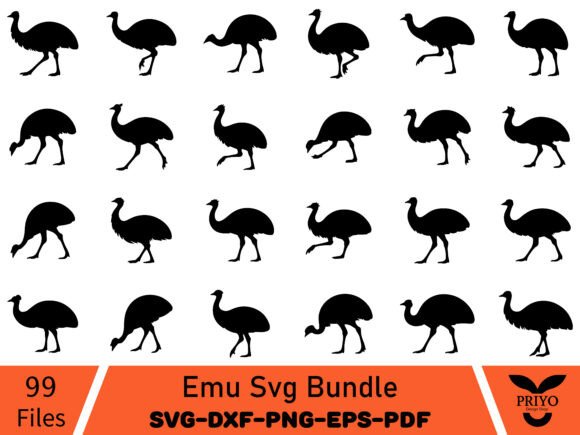 A Designer's Take on the Emu Silhouette SVG Bundle