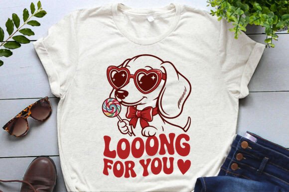 A Valentine Dachshund Graphic for T-Shirts & Merchandise