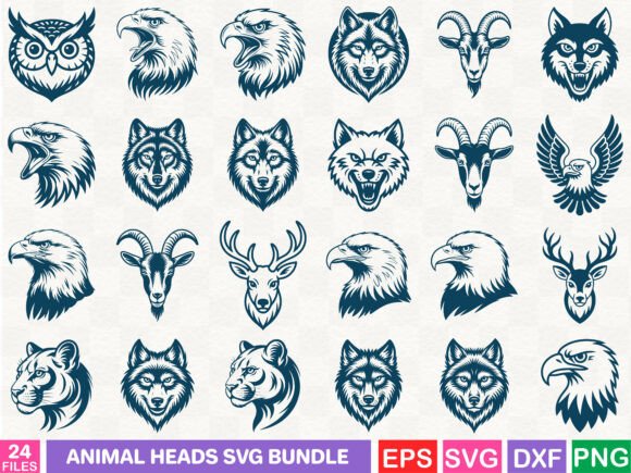 Animal Heads SVG Graphics for Branding & Packaging