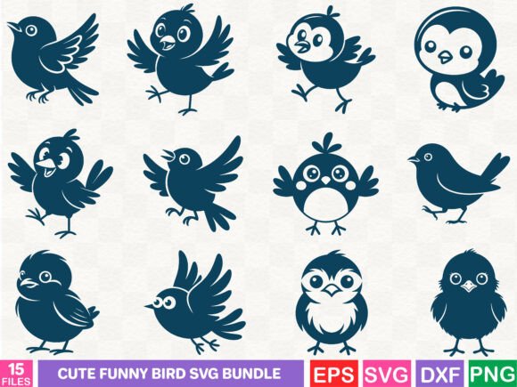 Cute Funny Bird SVG Bundle: A Versatile Graphics and Illustrations Asset