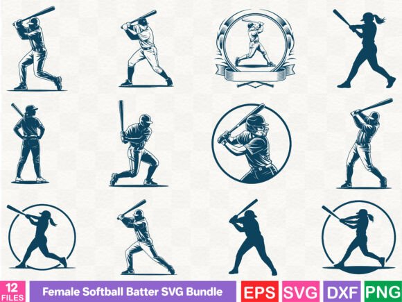 Female Softball Batter SVG Bundle: Perfect for Graphics & Illustrations
