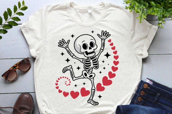 Funny Skeleton Valentine's Day Graphics for T-Shirt Designs