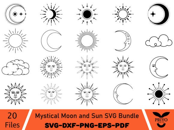 Mystical Moon and Sun SVG Bundle: A Versatile Graphics Set