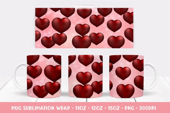 Red Hearts Mug Sublimation Design: A Graphics and Illustrations Review