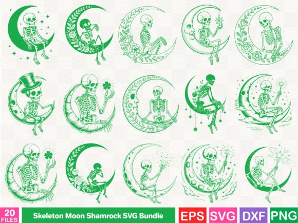 Skeleton Moon Shamrock SVG: A Versatile Graphics Bundle