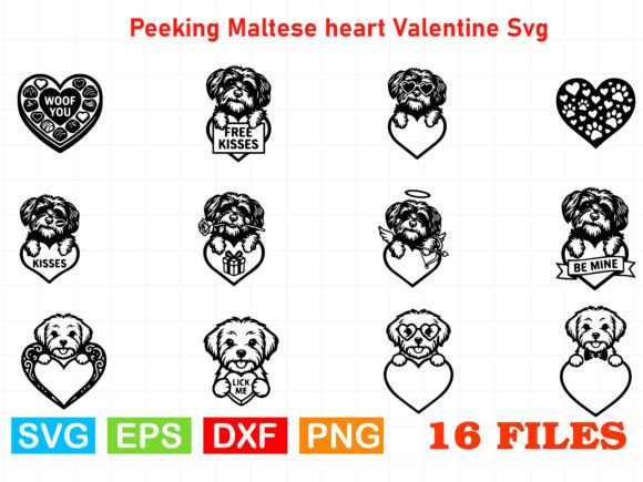 The Peeking Maltese Heart Valentine SVG: Graphics for Crafting Connection